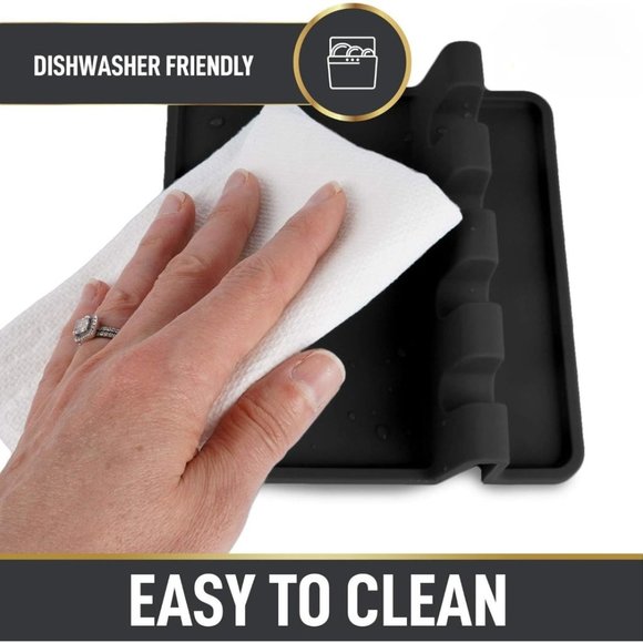 Black Silicone Utensil Rack Spoons, Forks, Tongs & More - Picture 4 of 6